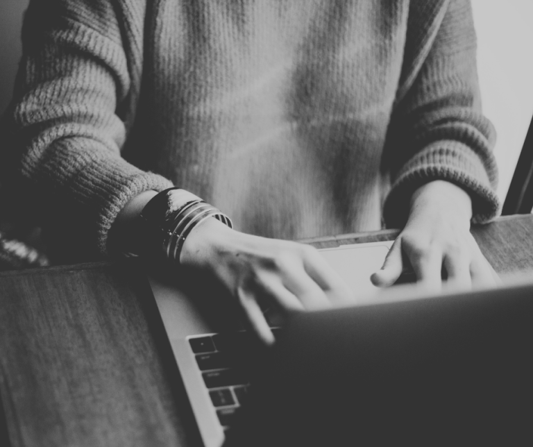 Black and white person while working