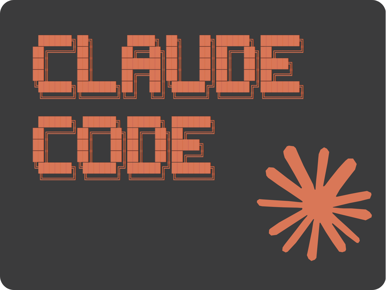 Pixel art illustration of the words Claude Code representing the use of Claude Code for software development